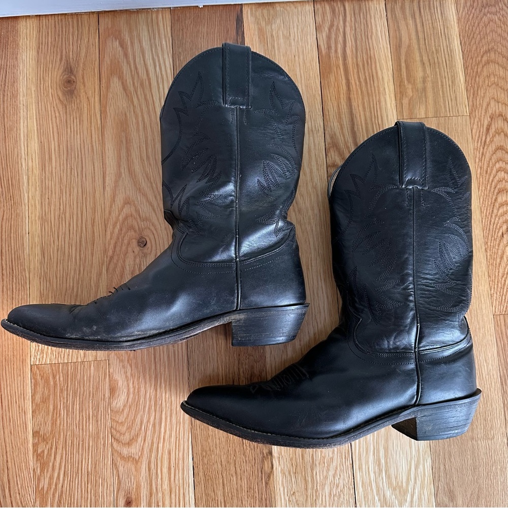 Justin Cowboy Western Boots Women’s Black Leather Boots 9.5 - Picture 5 of 12